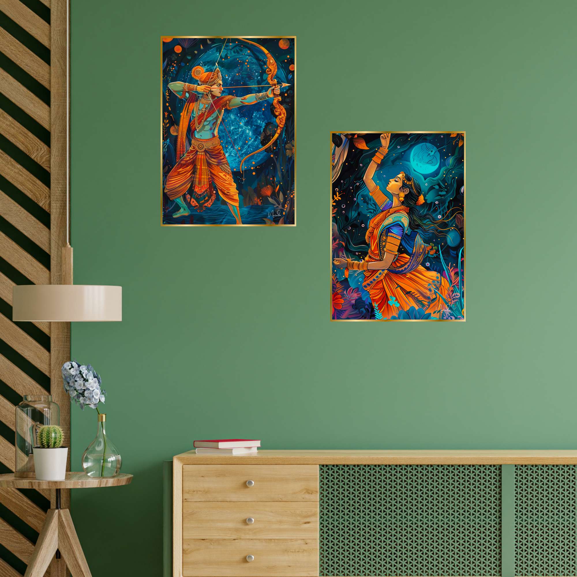 Set of Two Wall Paintings for Wall Dacoration Golden Framed Wall Paintings for Living Room & Bedroom Wall Art for Home Decoration & Office Wall Décor (14x11 inch CH-GD2-4) - Image 3